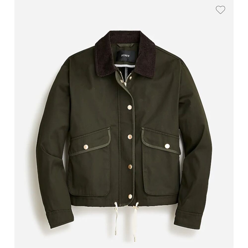 J. Crew Factory Olive Cropped Barn Jacket - image 1